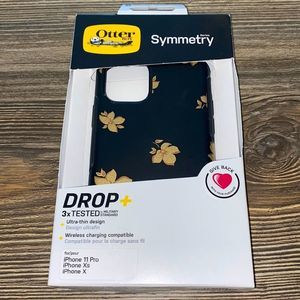 Otterbox Symmetry Black w Gold Flowers Sleek Protect For iPhone X/ XS/11 Pro R